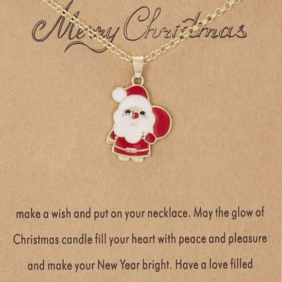 Holiday Christmas Charm Santa Necklace - Picture 1 of 2